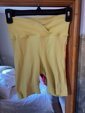 Year of Ours Ribbed High-Waist Lemon Bike Shorts